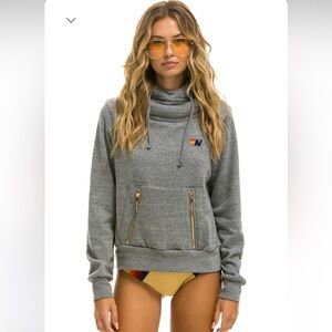 Unisex Aviator Nation Ninja Pullover Hoodie (size S, Heather Grey)